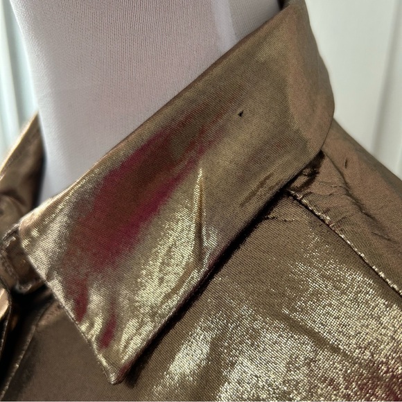 Anthropologie Shine  Gold Button Down Shirt  L - Picture 12 of 16